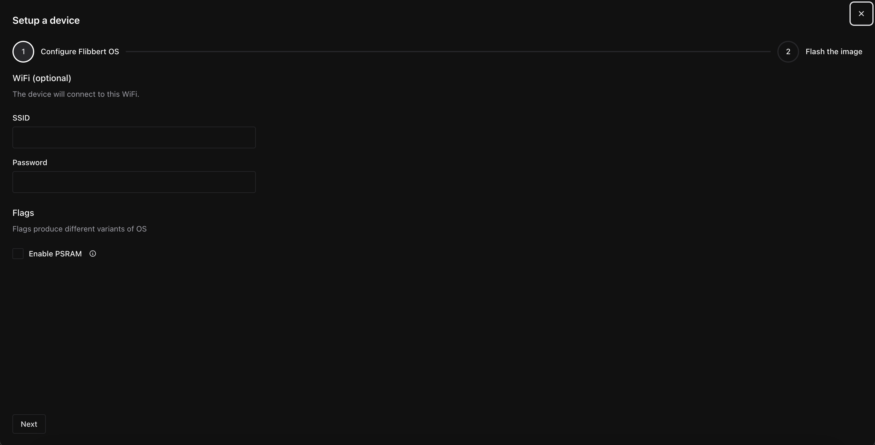 Add device modal