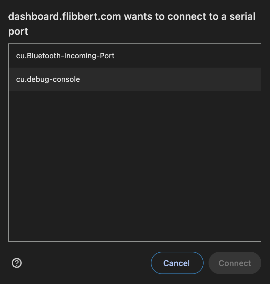 Select serial port
